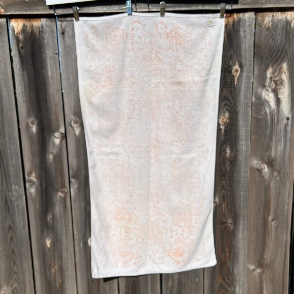 Vintage MCM Screen Prints by Sayco 2 Piece Towel Set White Orange Floral USA